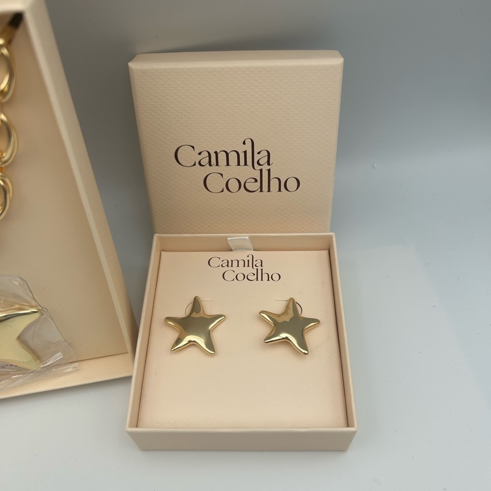 *New* Camila Coelho Gold-Tone Star Pendant Necklace & Matching Star Studs Set - Picture 8 of 12